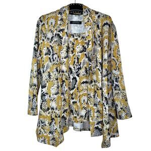 Kasper Metallic Snakeskin Open Cardigan Top & Cardigan Sweater Set Large NWOT